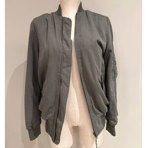 Obey Bomber Jacket Womens Size XS Green with Teddy Bear Lining